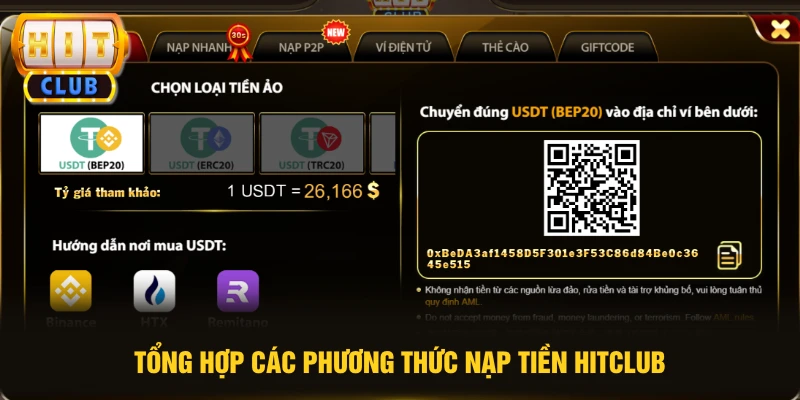 Nạp Tiền HITCLUB 1 Tổng hợp các phương thức nạp tiền HITCLUB